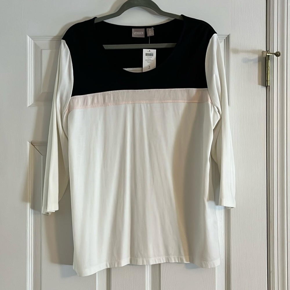 Chicos 3/4 sleeve tee shirt. Size 3 or Large/14